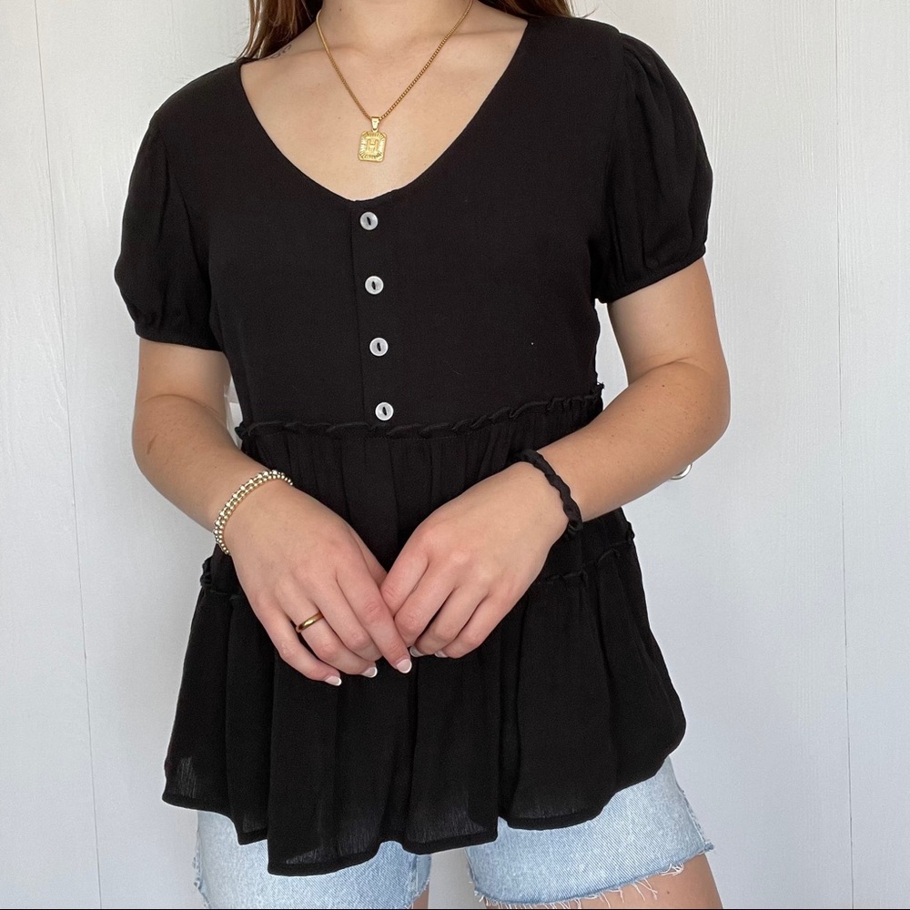 Buttoned Babydoll Blouse